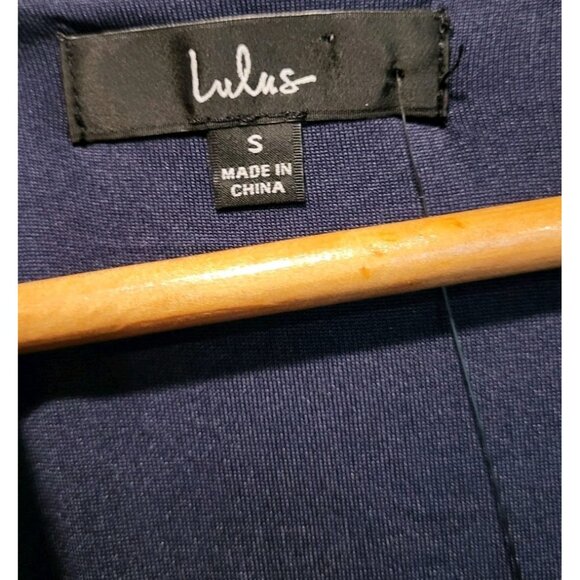 New Lulus Navy Blue Velvet Flutter Sleeve Maxi Wrap Dress Formal Bridesmaid Sz S - Picture 7 of 8